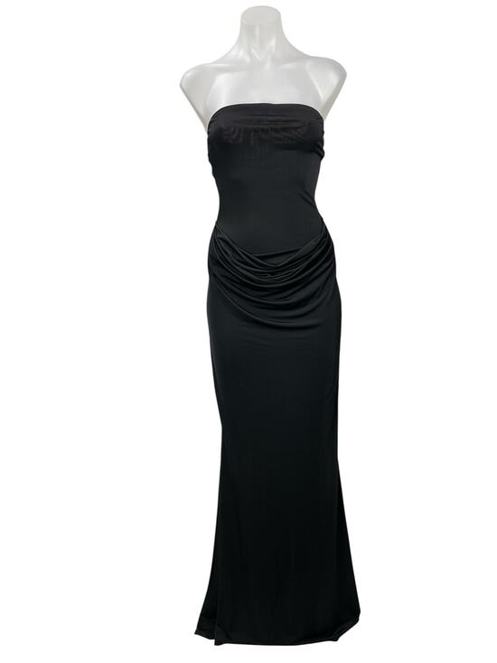Meshki Dresses & Skirts - NEW Meshki Black Strapless Bandeau Tube Drape Sheath Prom Maxi Dress Size S